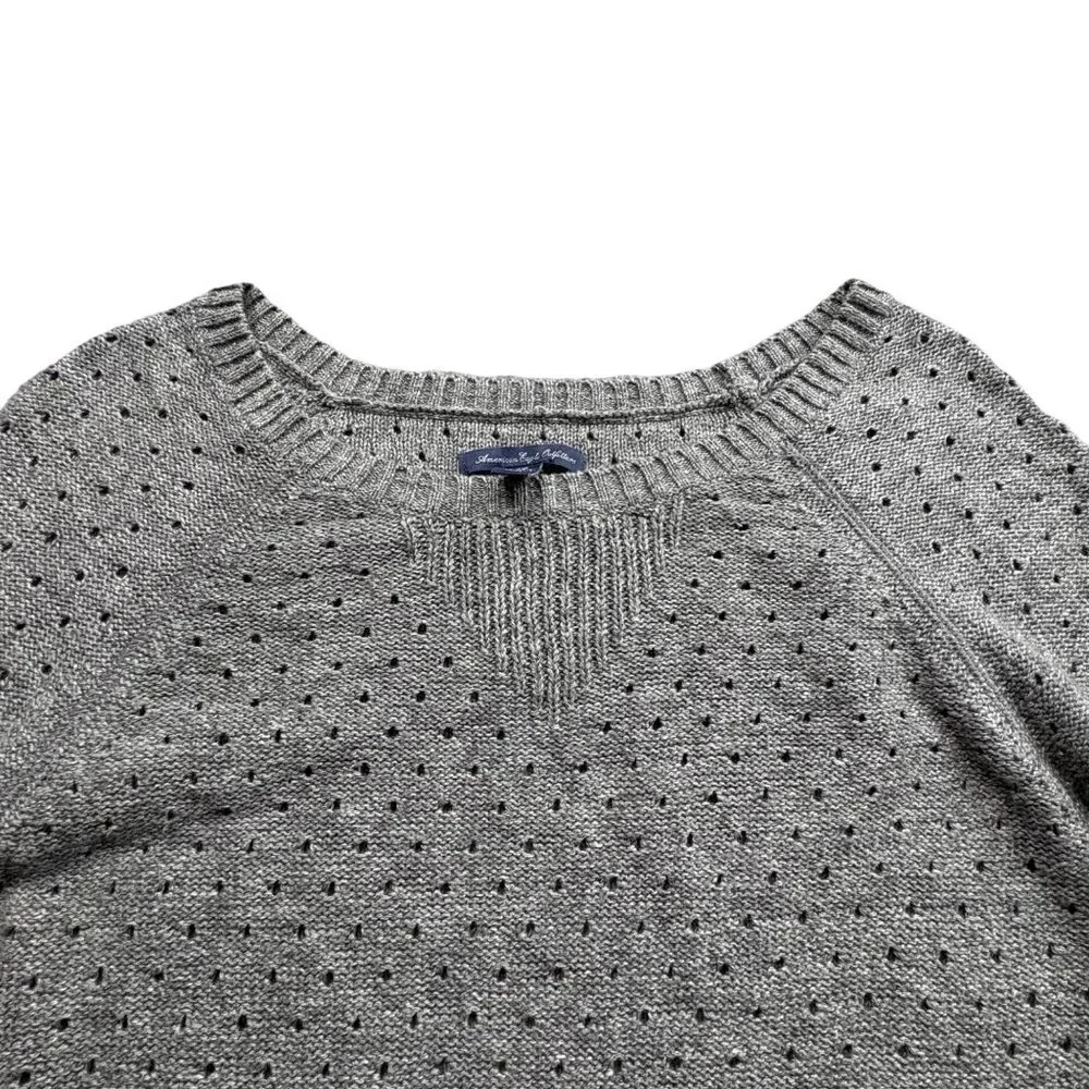 American Eagle Sweater Womens PS Gray Open Knit Beach Goth‎ Grunge Whimsigoth